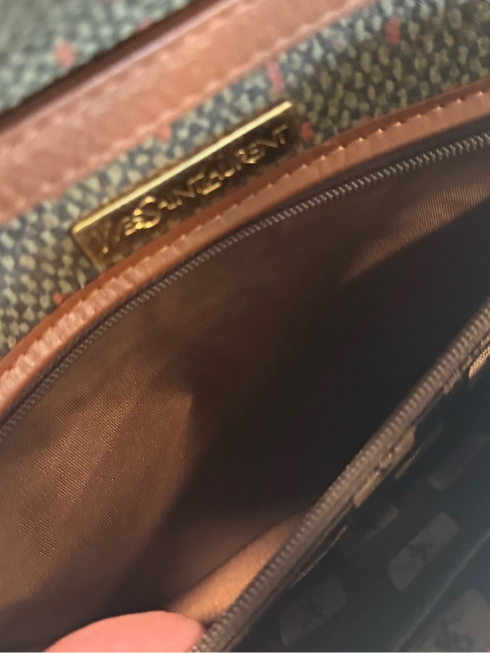 YSL Vintage Signature Monogram Envelope PVC Shoulder Bag with Leather Trim - Picture 10 of 10
